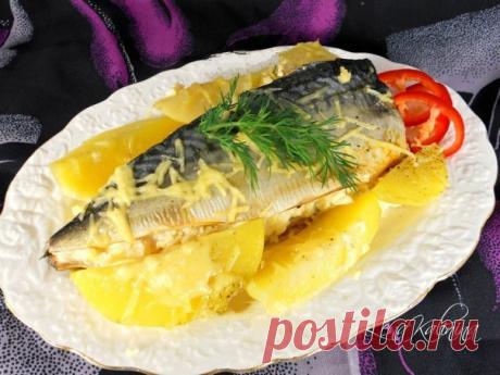 Запеченная скумбрия с сыром