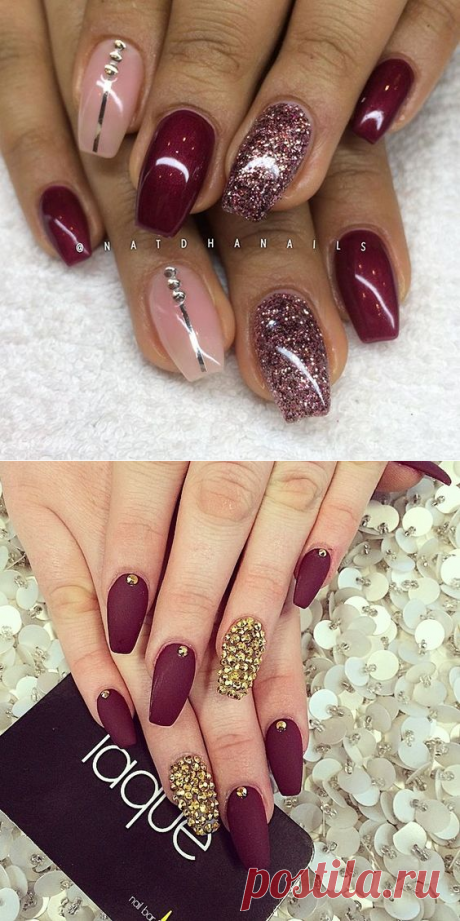 30 шикарных вариантов бордового маникюра