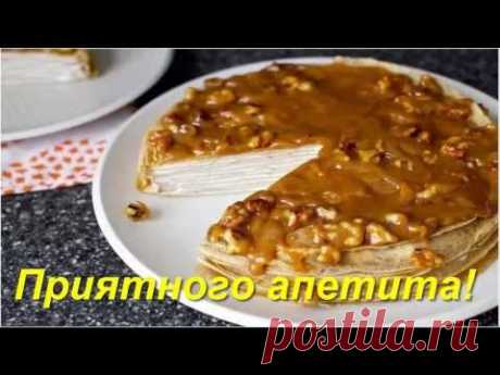 Блинный торт с бананом и ореховой глазурью - пошаговый рецепт с фото на Повар.ру