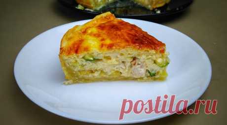 Пирог киш с кабачком и курицей