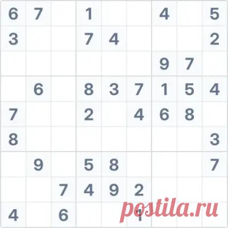 Судоку средней сложности №38 - решить судоку онлайн