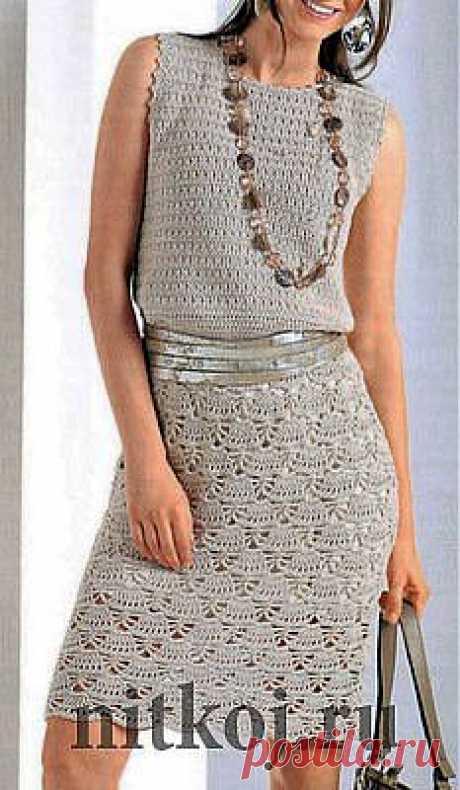 Платье, веерный узор крючком » Ниткой - вязаные вещи для вашего дома, вязание крючком, вязание спицами, схемы вязания
