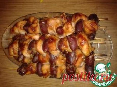 Шашлык из куриного филе и сердечек - кулинарный рецепт