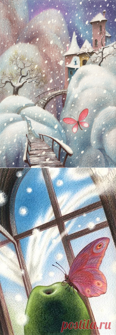 Летняя бабочка вдруг пожелала ожить в декабре... Художник Олег Майоров (Oleg Mayorov)