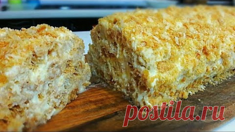 Быстрый Торт из 3 Ингредиентов/Вкуснейший Торт "Полено" из Слоеного Теста (Рулет "Наполеон")