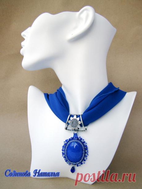 Кулон на шарфе "Синева" и др. | biser.info - всё о бисере и бисерном творчестве