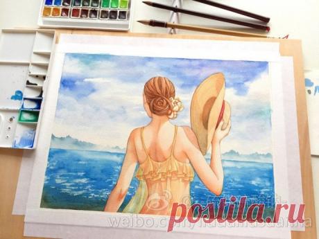Рисуем девушку у моря
