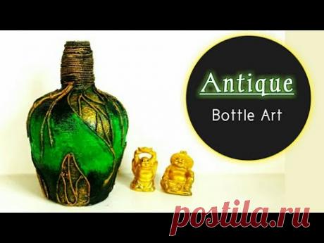 Antique Bottle art| Bottle decorating ideas| Bottle art design| Bottle transformation| Bottle craft - YouTube