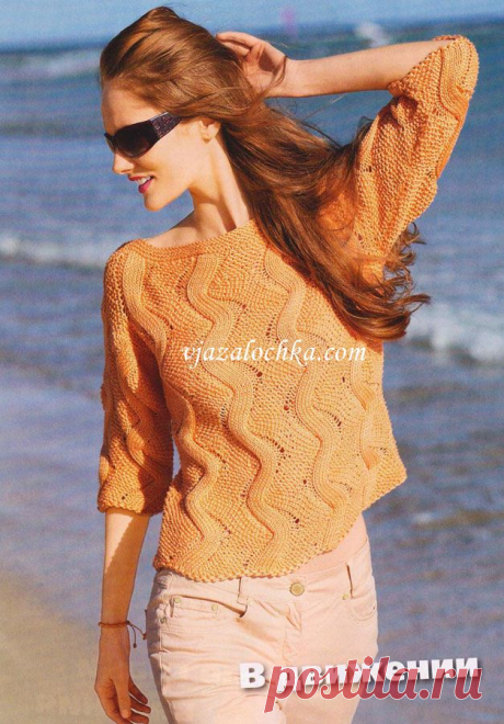 Пуловер с узором из зигзагов