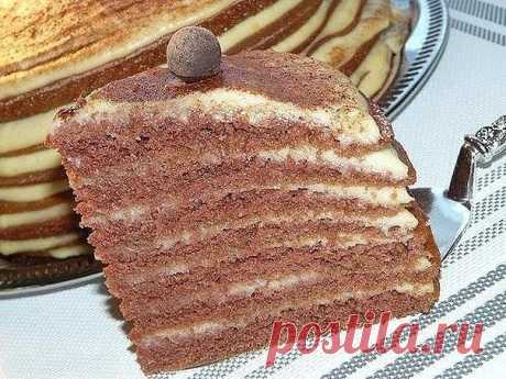 Не торт, а настоящий восторг
Уже бегу на кухню готовить! 
Ингредиенты: 
кефир 500 мл 
сахар 400 гр 
яйцо 2 шт 
мука 380 гр 
сода 2 ч.л 
разрыхлитель 10 гр 
какао 8ст.л 
крем: 
молоко 800 мл 
сахар 8 ст. л 
мука 5 ст.л 
яйцо 1 шт 
масло сливочное 30 гр 
Приготовление: 
В кефир добавить соду и хорошо перемешать. Затем добавить сахар и яйца. Всё хорошо перемешать. Добавить просеянную муку, разрыхлитель и какао. Хорошо перемешать. Тесто получится, гуще чем сметана. Выпек...