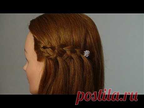 Французский  с 4-й доп. прядью! Waterfall braid hairstyle - YouTube