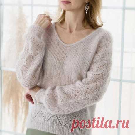 Пуловер из кидмохера на шёлке