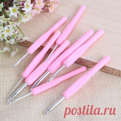 DIY 8 пластиковые ручки Алюминий крючком вязать крючок спицы Размеры 2,5 6,0 в Швейные инструменты и аксессуаров из дома и сада на Aliexpress.com | Alibaba Group