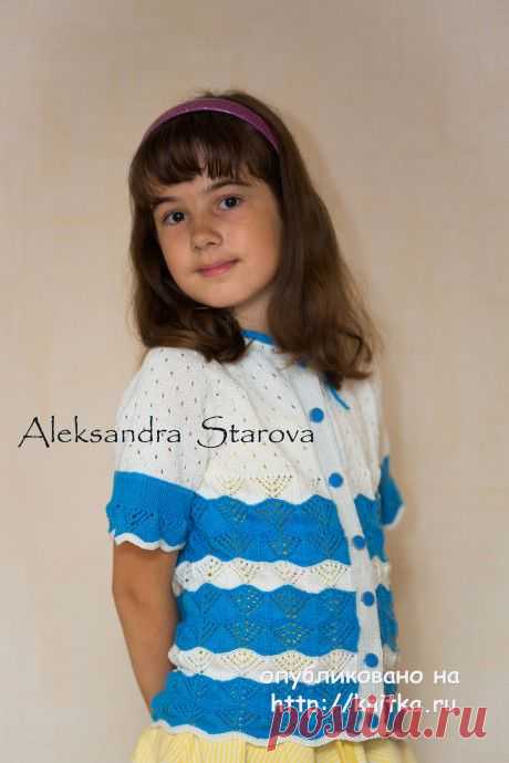 Кофточка для девочки спицами – работа Александры Старовой, Вязание для детей