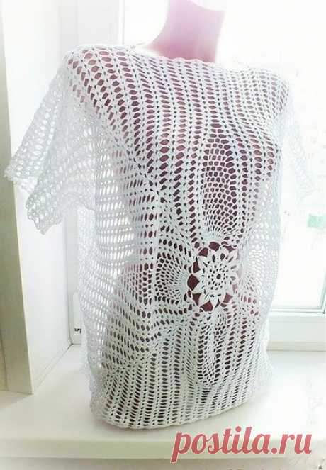 Я в восторге от этой великолепной блузки, что самый элегантный и деликатный рисунок вязания крючком смотрит на это шаг за шагом