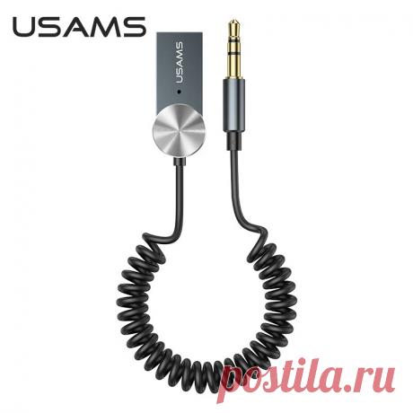 USAMS US-SJ464 Car bluetooth 5.0 Wireless Audio Receiver USB 3.5mm AUX Jack Buil - US$8.99