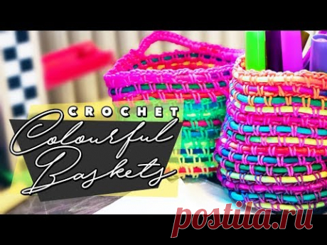 DIY Crochet Colorful Baskets // Free Crochet Pattern