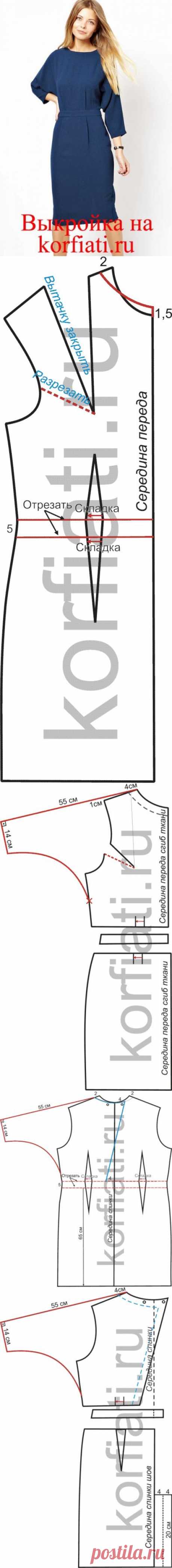 Платье с рукавом летучая мышь выкройка от Корфиати