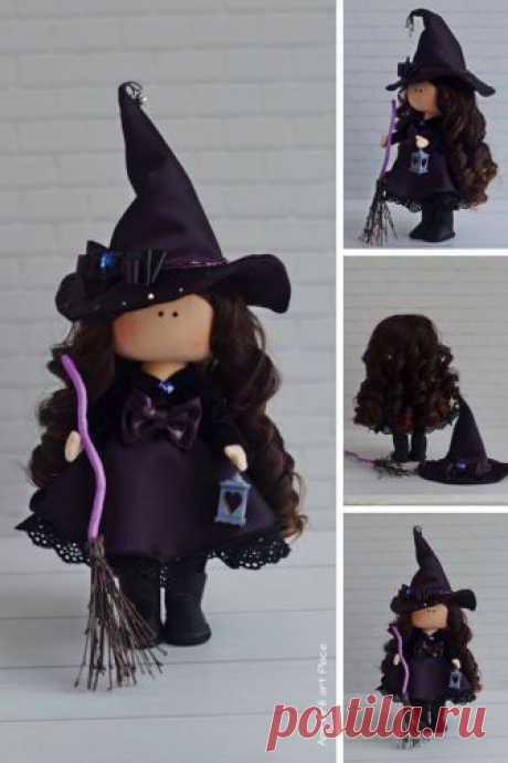 Witch Rag Doll Halloween Art Doll Soft Cloth Doll Fabric | Etsy