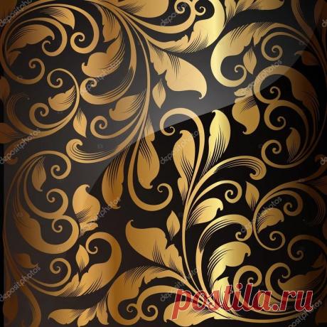 золотой растительный орнамент на черном фоне: 11 тыс изображений найдено в Яндекс.Картинках