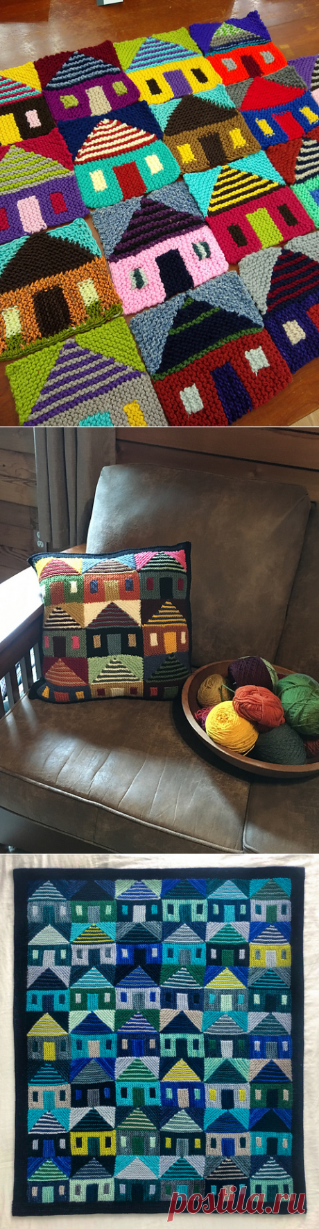 разноцветный плед с домиками