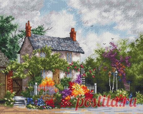 «Сказочный домик» по мотивам иллюстрации Марти Белл. Размер в крестиках: 200х159, крест, полукрест, бэк, 90 цветов. До 26.06 400р. Купить можно тут: https://emstitch.ru/product/fairytale-house/