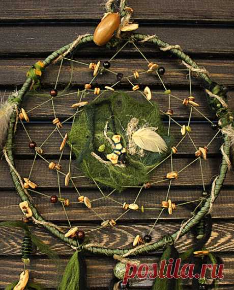 Купить Ловец снов "Deep magic forest" - ловец снов, сон, тёмно-зелёный, талисман