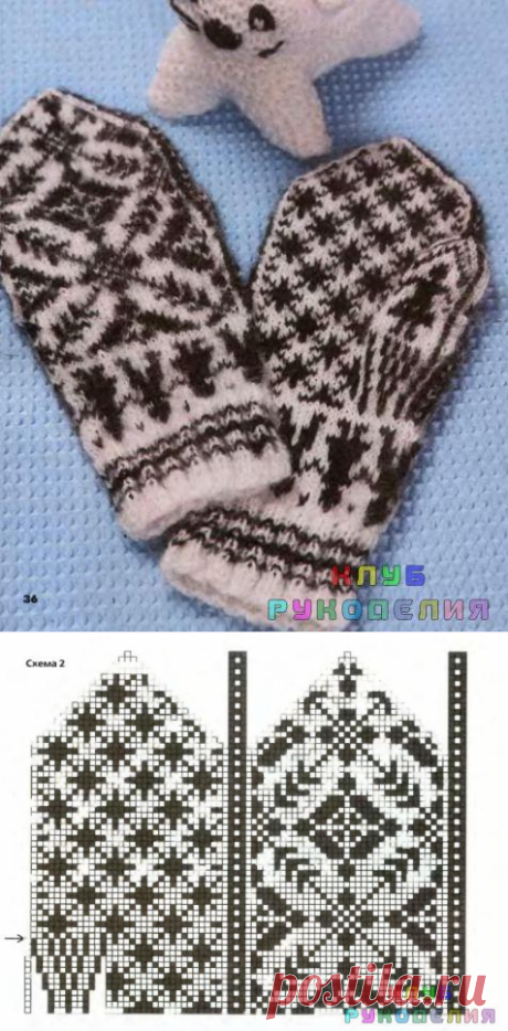 ЖЕНСКИЕ ВАРЕЖКИ С НОРВЕЖСКИМ УЗОРОМ - Клуб рукоделия