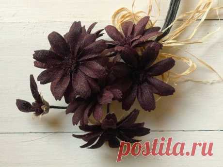 Льняные цветок осень шоколадные космос | корсаж | ручной по почте и продажа Creema