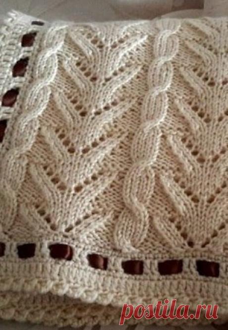 КРАСИВЫЙ УЗОР ДЛЯ ПЛЕДА СПИЦАМИ / Лаборатория Рукоделия