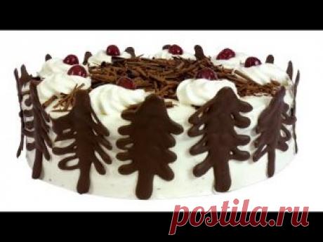 Торт "Чёрный лес". Шоколадный бисквит, взбитые сливки и вишневая начинка.