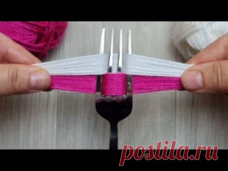 Идея для вязания с помощью обычной вилки