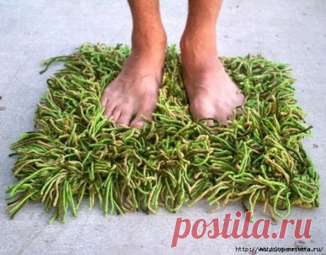 Коврик-травка крючком. Связать своими руками.