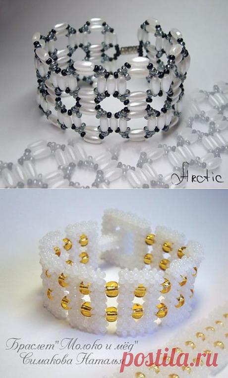 Плетение браслета из бусинок-риса.МК.