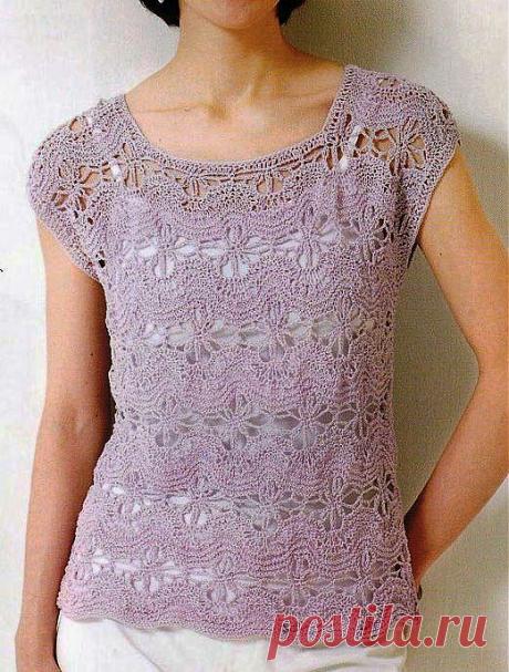 ТОП ЦВЕТА ЛАВАНДЫ (СПИЦЫ+КРЮЧОК).