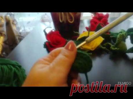 Вяжем #чашелистики # для роз#