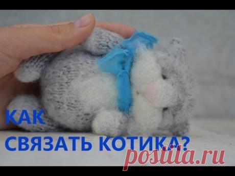 (299) вязанный кот спицами! - YouTube