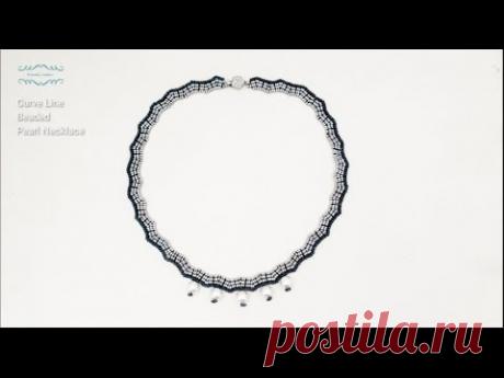 Изогнутая Линия Бисера Жемчужное Ожерелье. Изготовление Ювелирных Изделий Из Бисера. Уроки Бисероплетения. Ручной работы