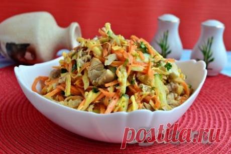 Салат из курицы, корейской моркови и огурцов - пошаговый фоторецепт