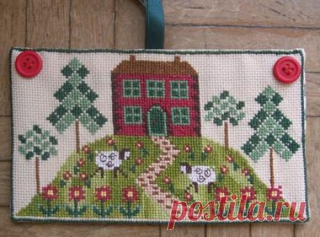 Вышивка-миниатюрные домики.