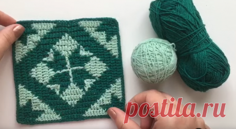 Интересное вязание - мозаичный мотив крючком | Вязание на низких оборотах | Яндекс Дзен
