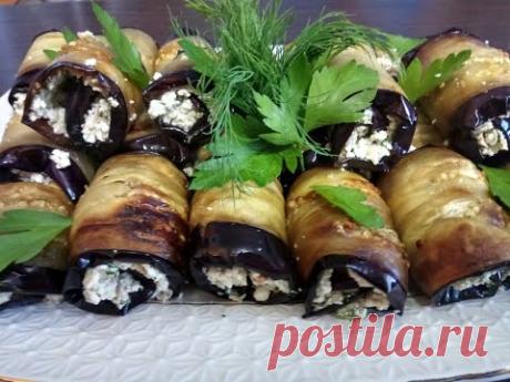 Рулетики из баклажанов с орехами!