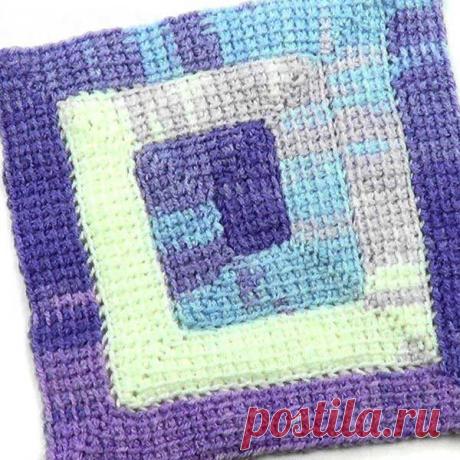 Плед тунисским вязанием 5 петель