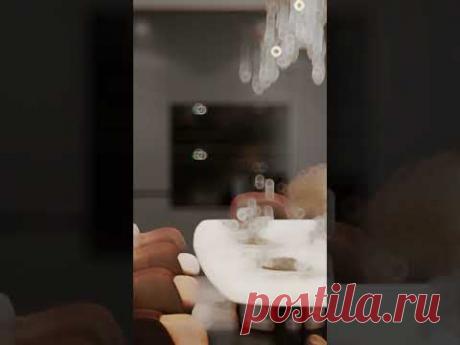 Кухня-гостиная из проекта загородного дома в Репино с панорамными окнами с видом на лес #shorts