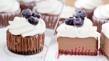 Шоколадные Мини-Чизкейки | Простой Рецепт порционного чизкейка ASMR | Strawberry Charlotte | Десерты | Дзен