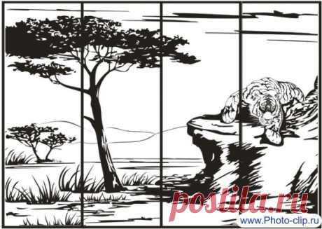 Пескоструйный рисунок №195 Тигр на природе