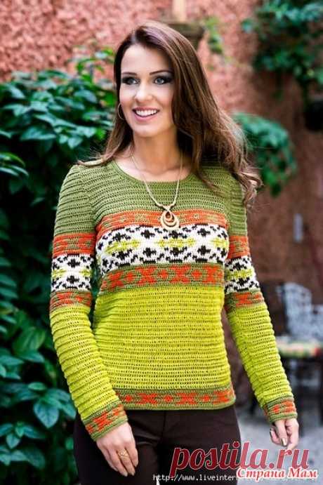 Жаккардовый джемпер крючком - Жаккард - Страна Мам
