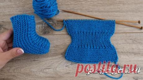 Легкие детские носочки на двух спицах