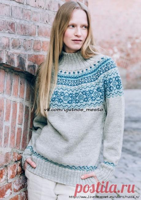 Пуловер с круглой жаккардовой кокеткой "Genser" by Trine Lise Høyseth