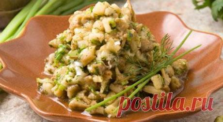 Салат из баклажан, жаренных на вертеле. - Рецепт